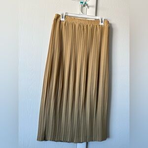 Camel Pleated Midi  Skirt size M